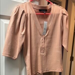 White House Black Market Beige Ribbed Top